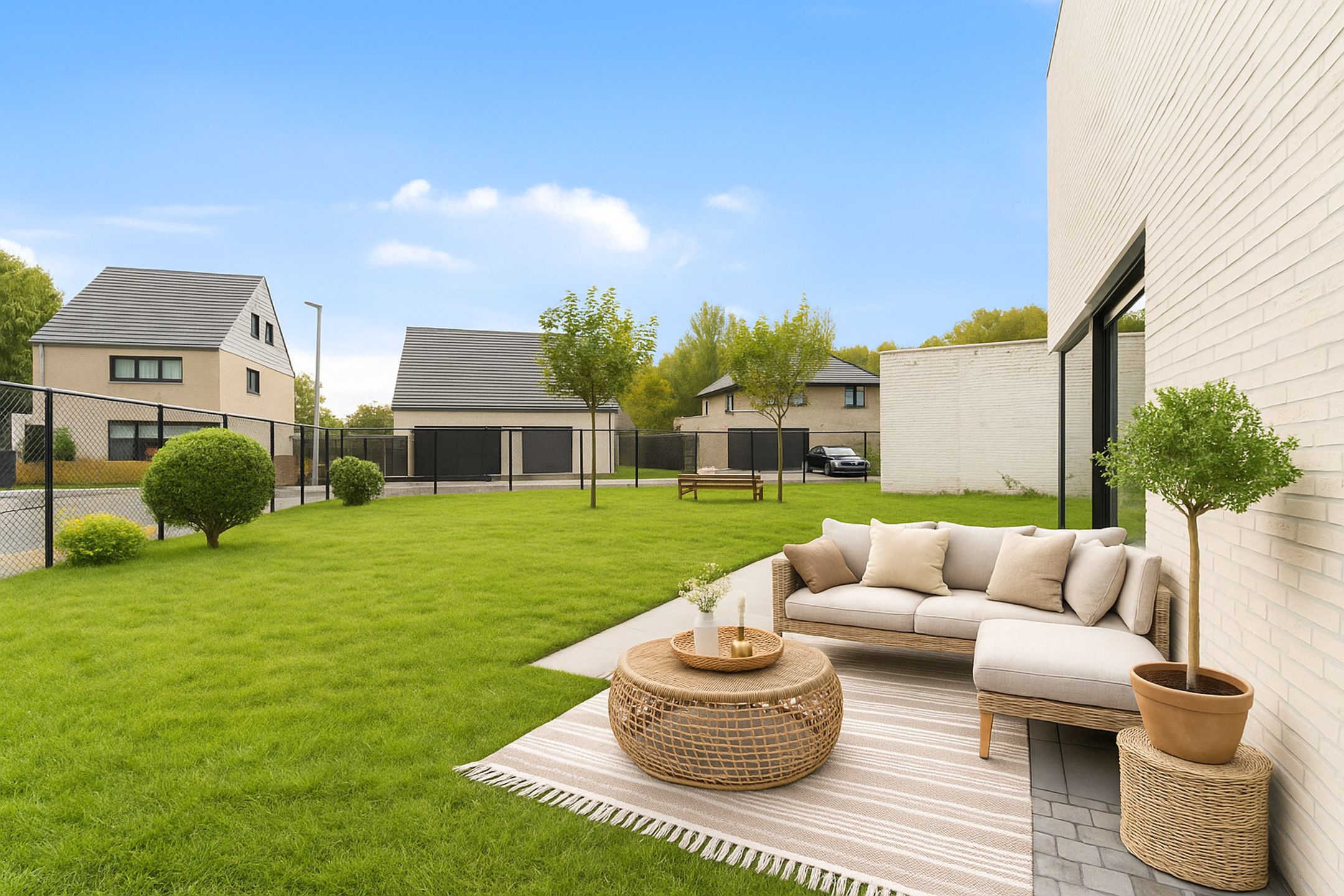 Nieuwbouwwoning met zonnepanelen, zuidgerichte tuin in Marke foto {{pictureIndex}}