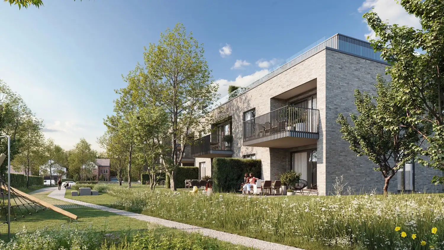 Residentie 'De Oester' : duurzaam, comfortabel, centraal en toch groen wonen in een uitzonderlijk energiezuinig appartement te Hechtel foto {{pictureIndex}}