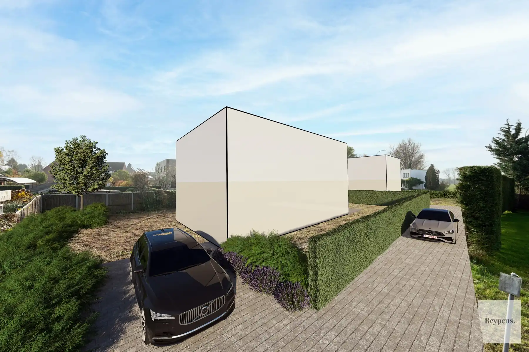 Bouwgrond in doodlopende straat in residentiele wijk foto {{pictureIndex}}