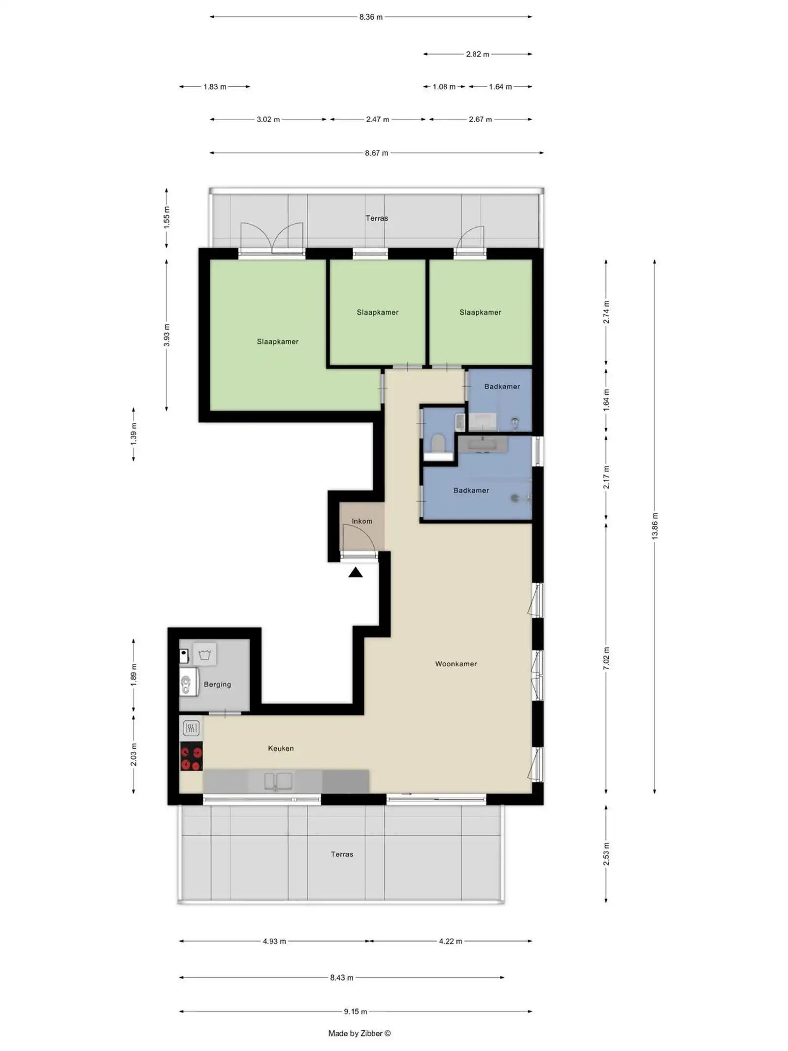 Prachtige penthouse met 3 slaapkamers en dubbel terras foto 4