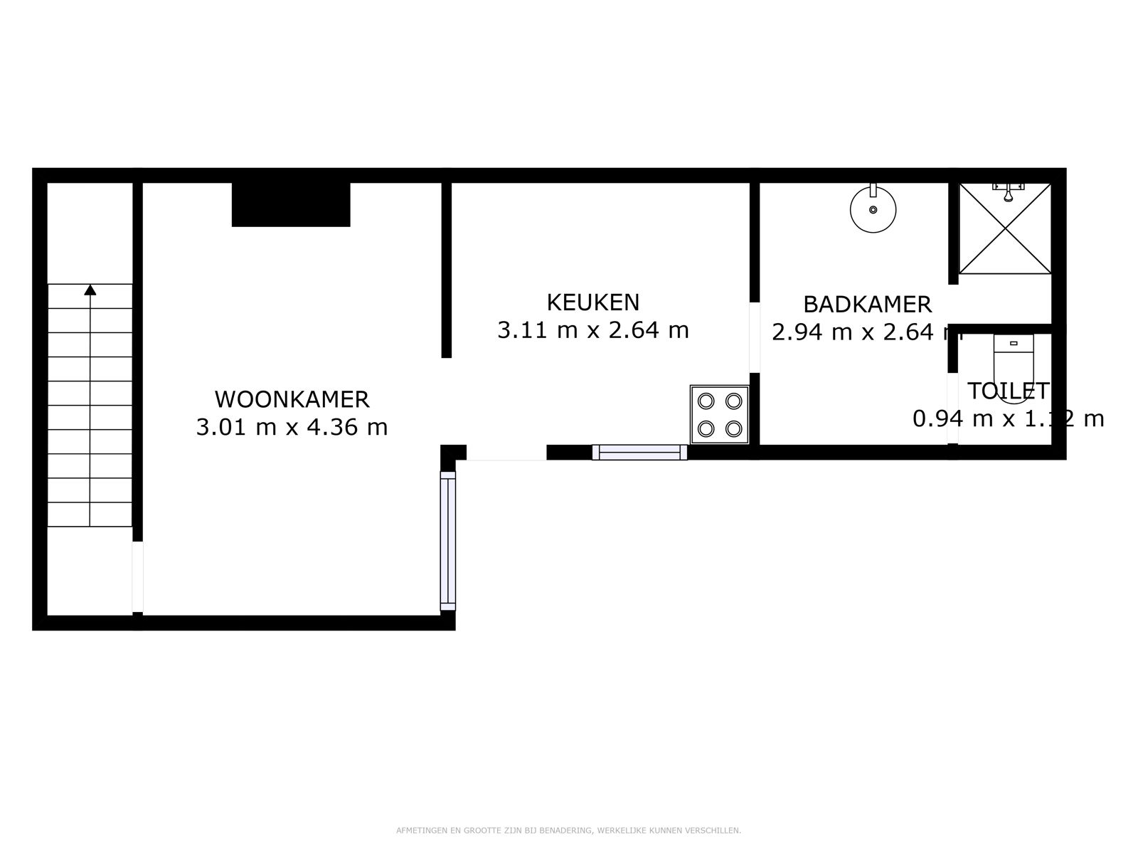 Woning met tuin met verzicht. Deze woning is op vandaag opgesplitst met vooraan een ruimte tot kantoor, vrij beroep,..., maar kan eenvoudig terug samengevoegd worden tot 1 geheel.  foto 10