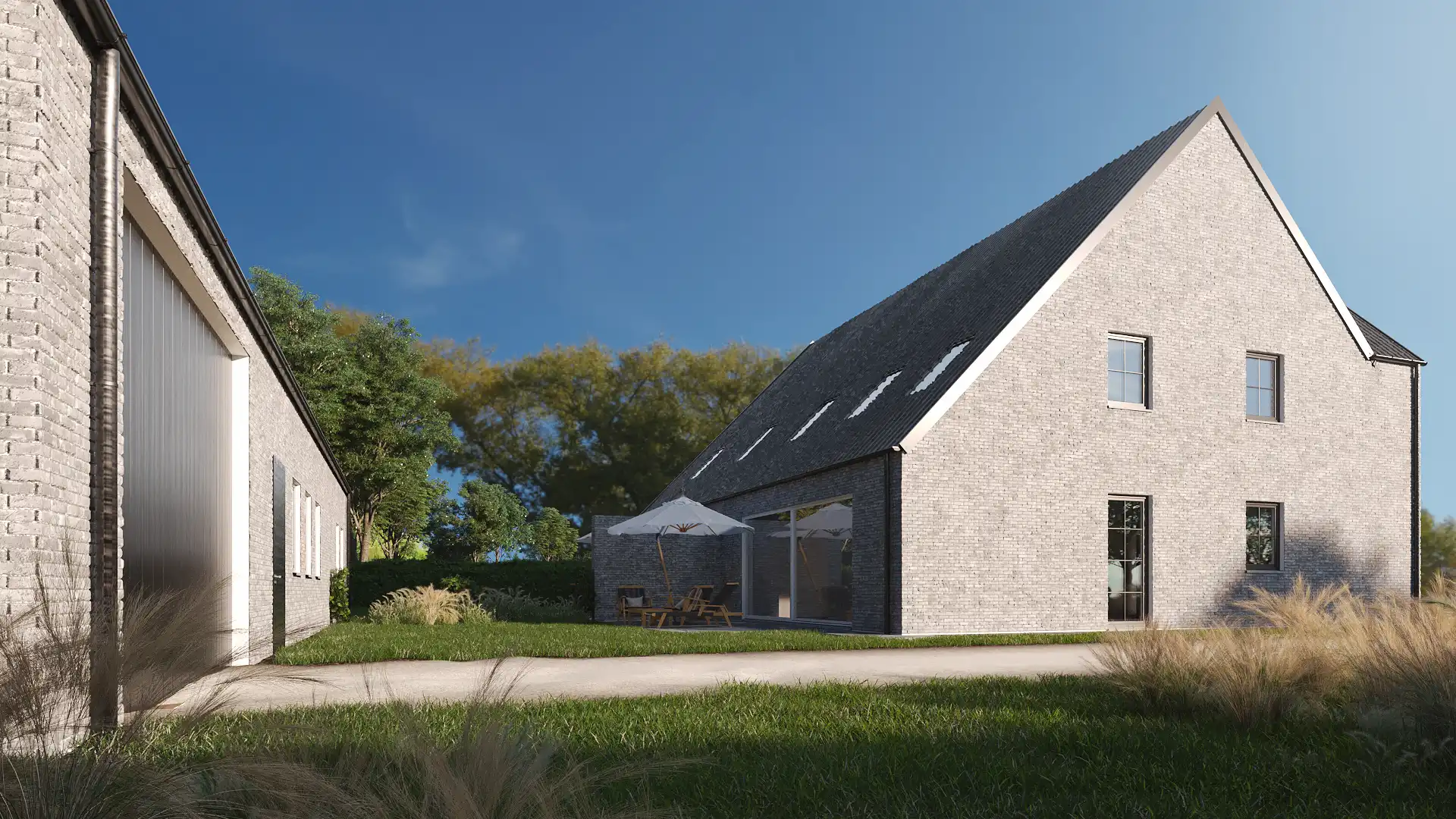 Nieuwbouw halfopen woning met loods op landelijke locatie foto 11