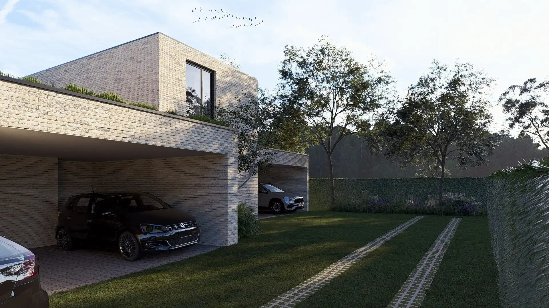 Nieuwbouwwoning op 2a76ca met 2 slpk's en overdekte carport te Maasmechelen foto {{pictureIndex}}