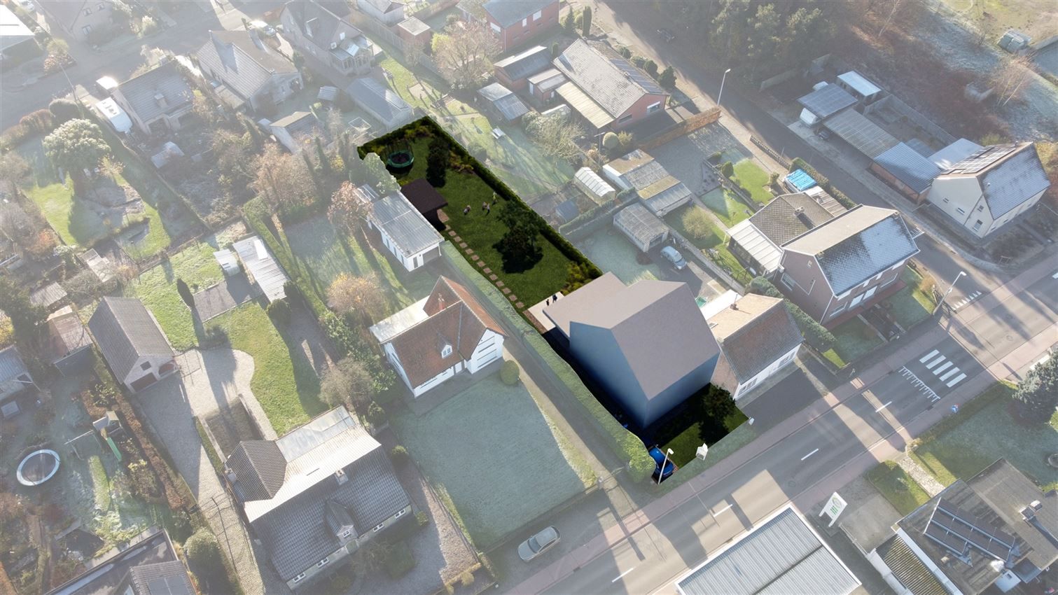 Bouwgrond 875 m² HOB met Zgerichte tuin foto {{pictureIndex}}