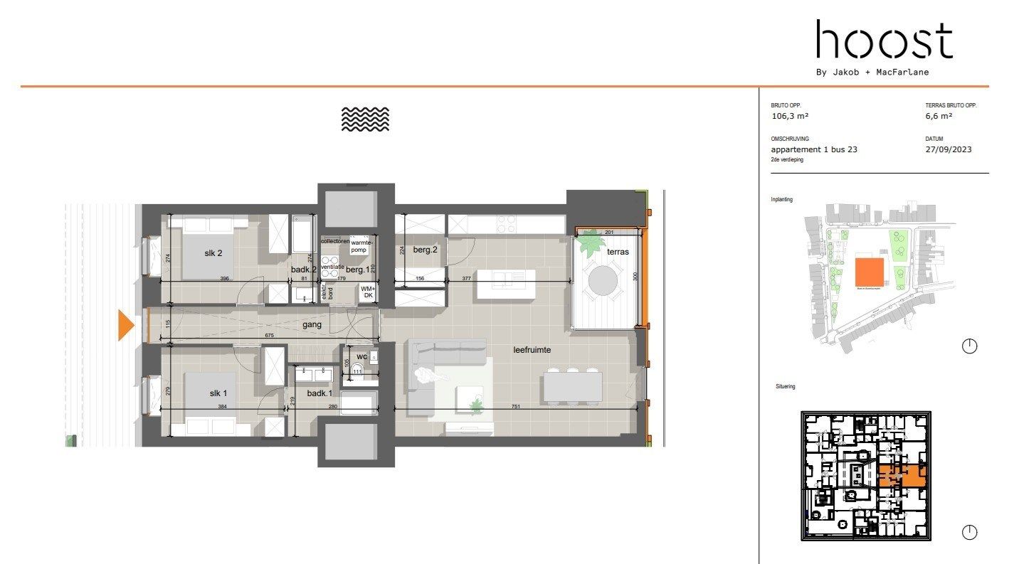 Modelappartement met 2 slaapkamers en oost geörienteerd terras. foto 19