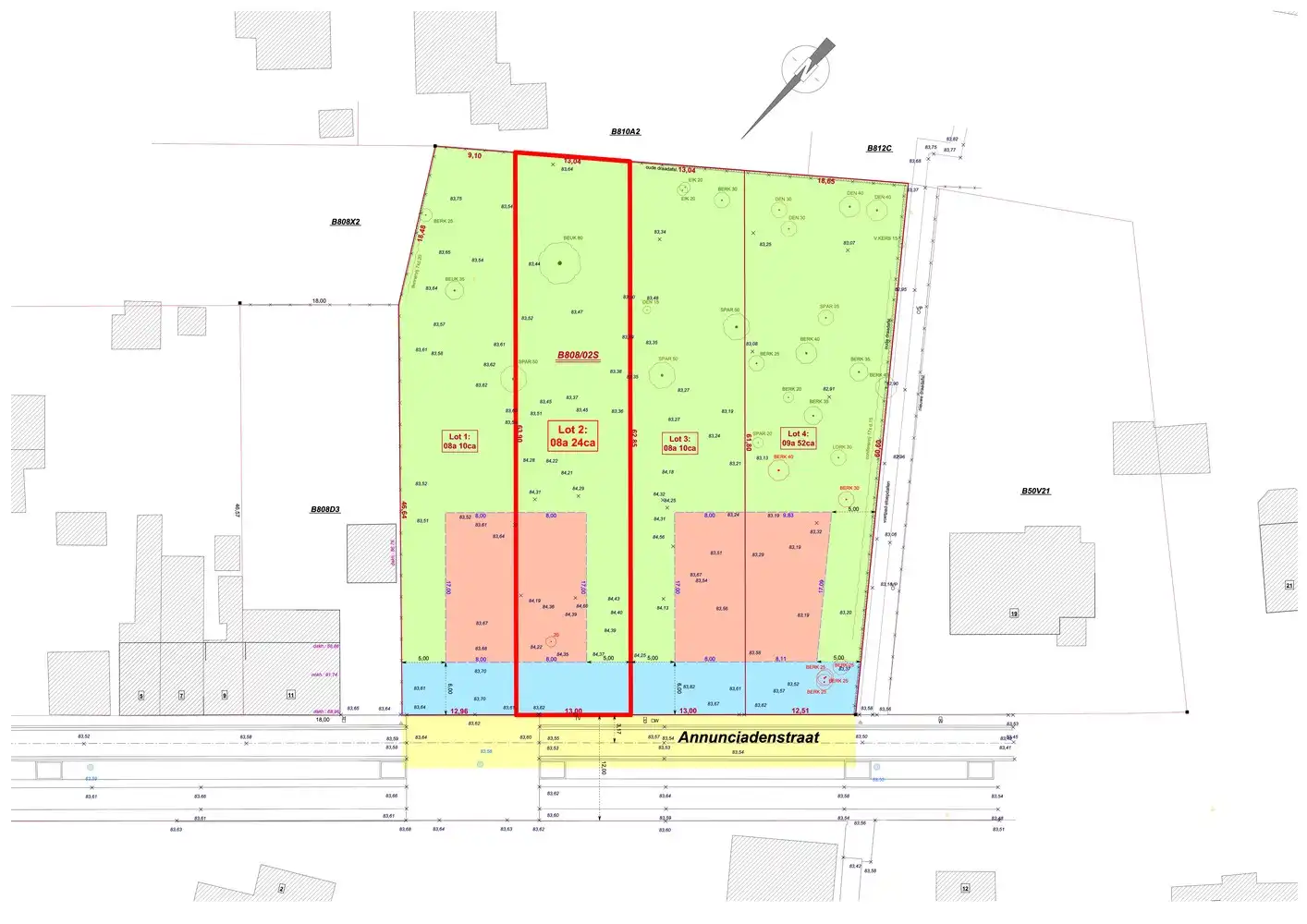 Genk, Annunciadenstraat 13-17 (Lot 2): ruime en uitstekend gelegen bouwgrond van 8a 24ca voor halfopen bebouwing foto {{pictureIndex}}