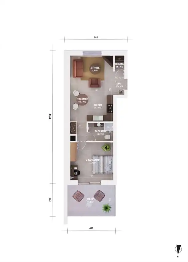 Aangenaam éénslaapkamer appartement met lift foto 5