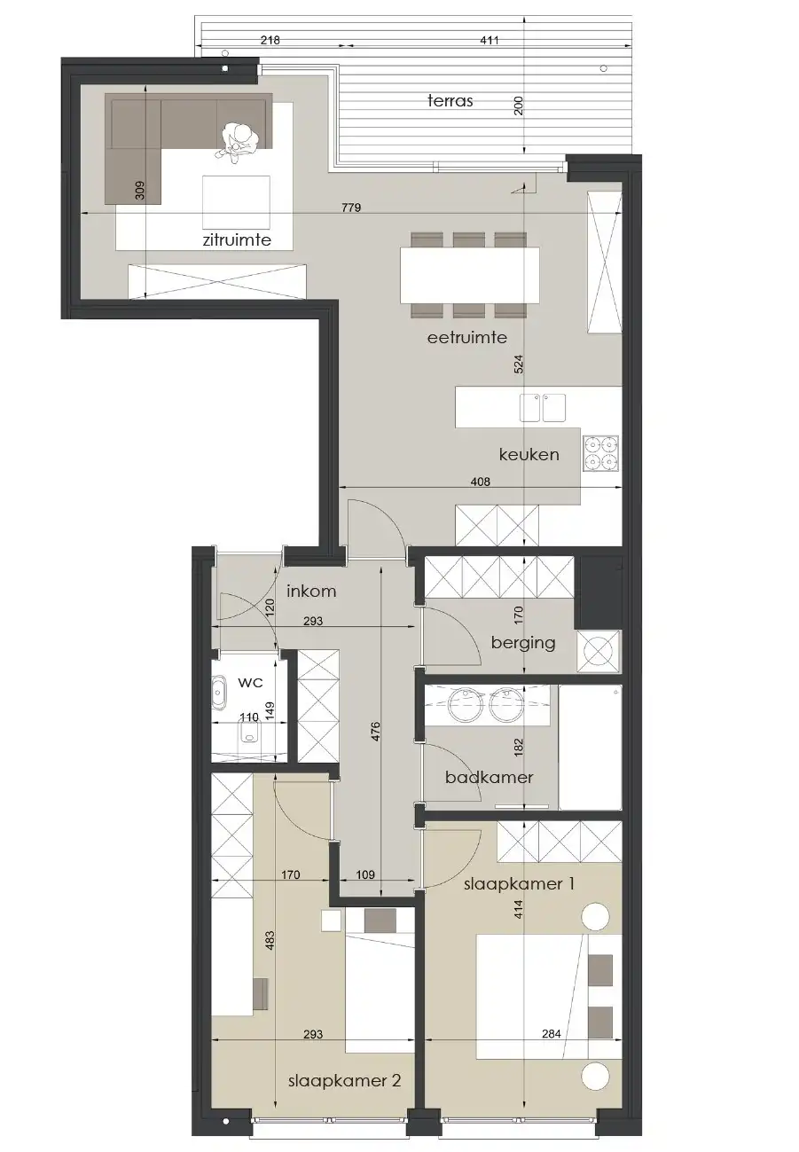Nieuwbouwappartement met 2 slaapkamers en terras foto 18