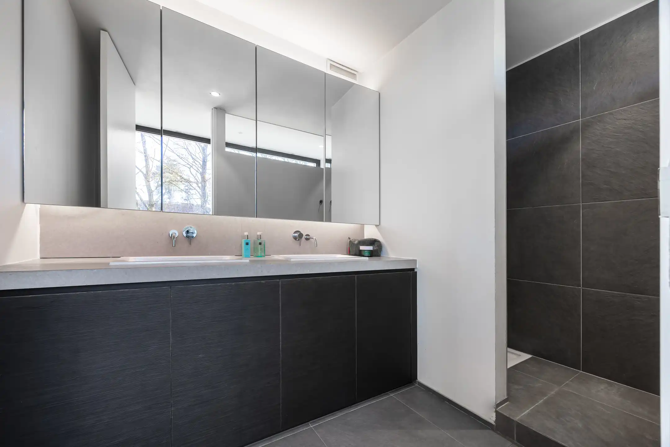 Luxueuze moderne villa met zwemvijver omringd door groen foto 35