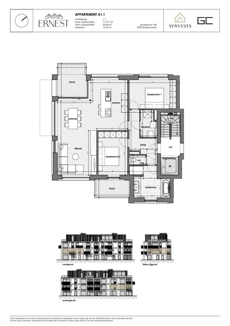 2-slaapkamersappartement met 2 terrassen in nieuwbouwproject Ernest foto 3