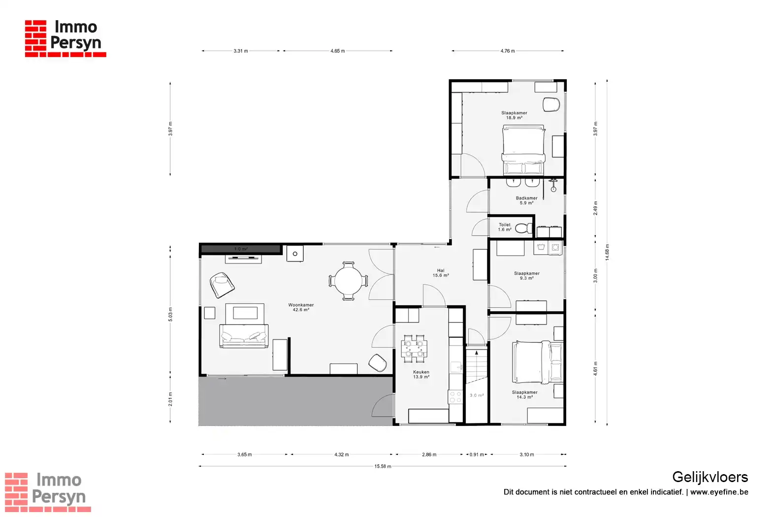 Gelijkvloerse woning met 3 slpk en dubbele garage foto 38