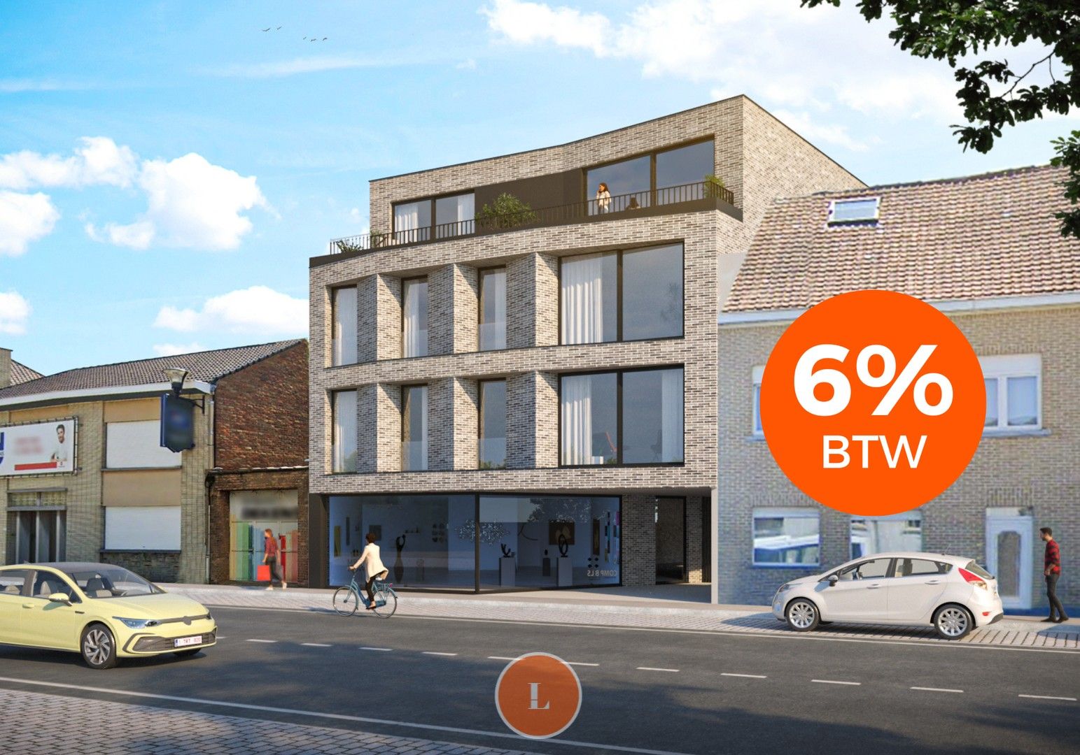 Nieuwbouw appartement met terras en garage– tweede verdieping foto {{pictureIndex}}