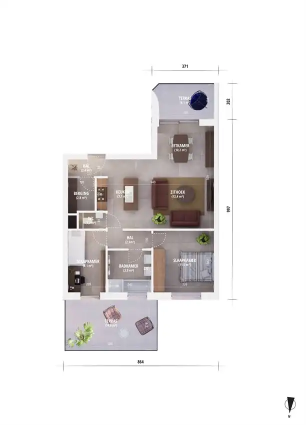 Comfortabel appartement, 2slk en 2 terrassen foto 8