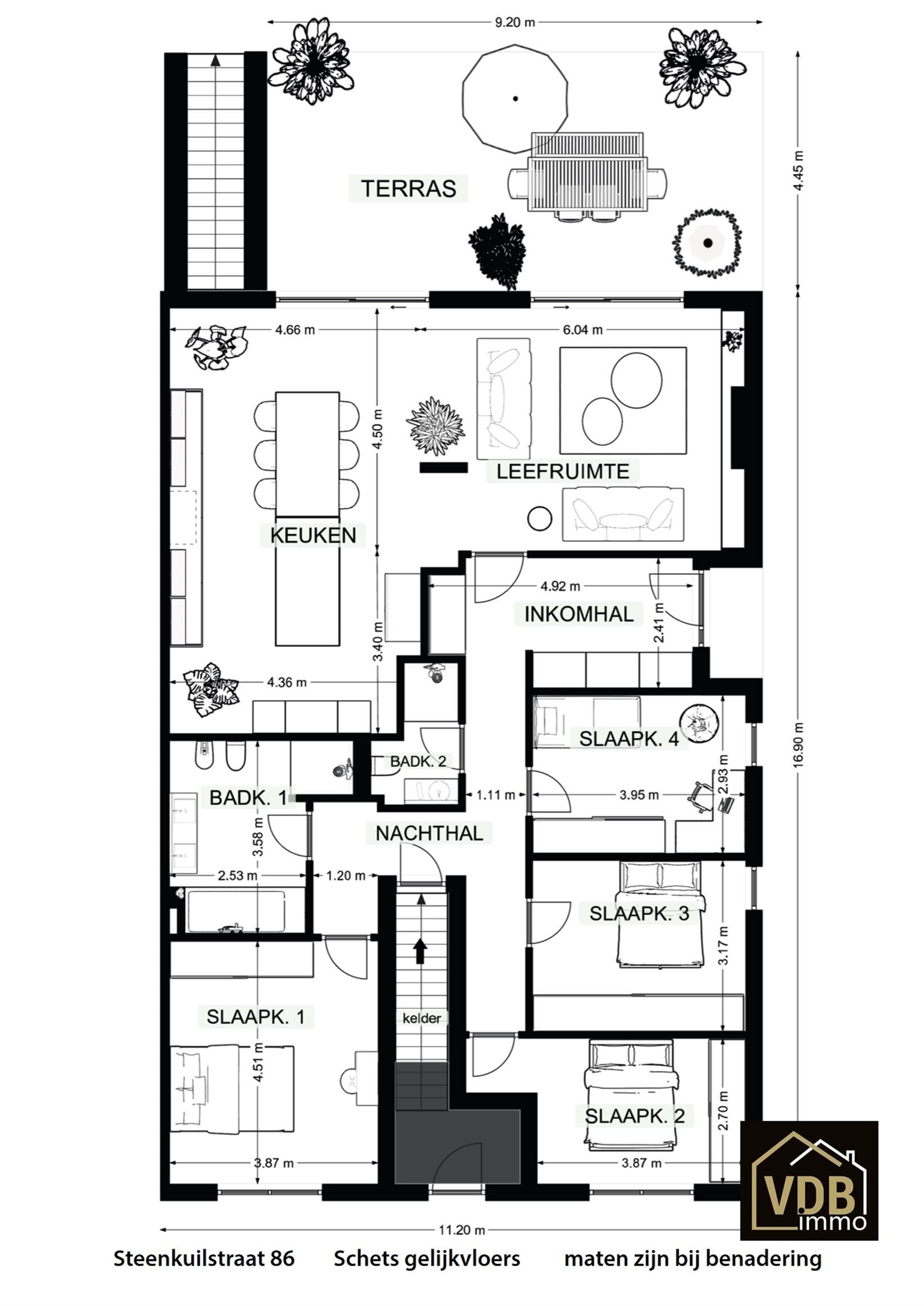 Gelijkvloers appartement met 3-4 slaapkamers, dubbele garage, kelder en tuin foto 11