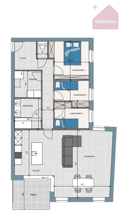 Nieuwbouwappartement op de eerste verdieping (118,50 m²) met 3 slaapkamers en terras foto 13