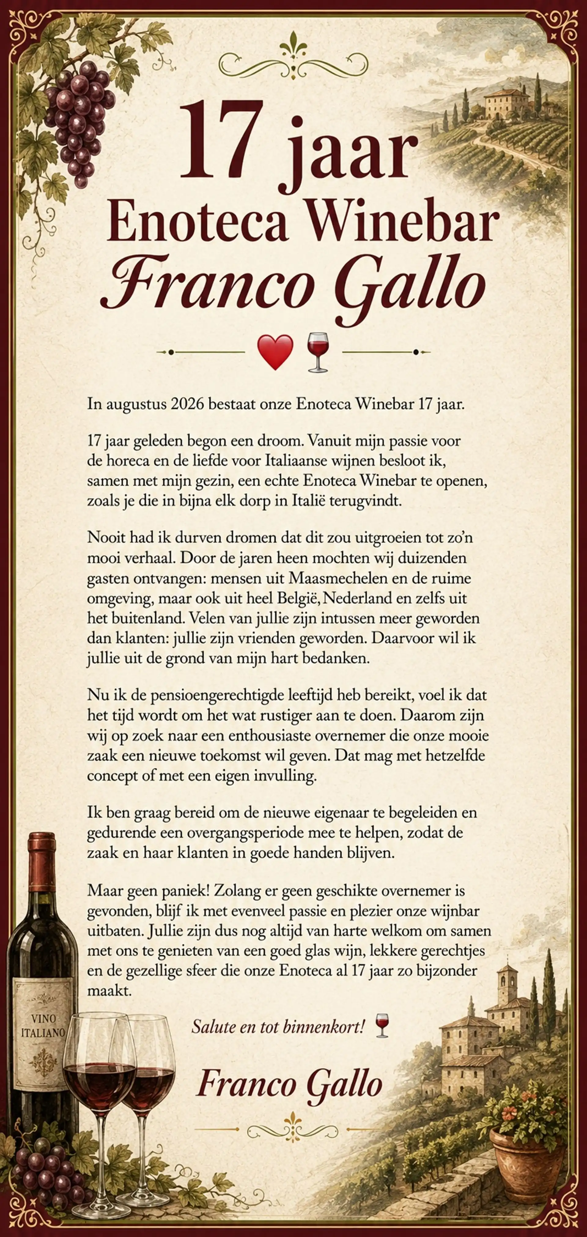 Over te nemen; wijnbar foto 2