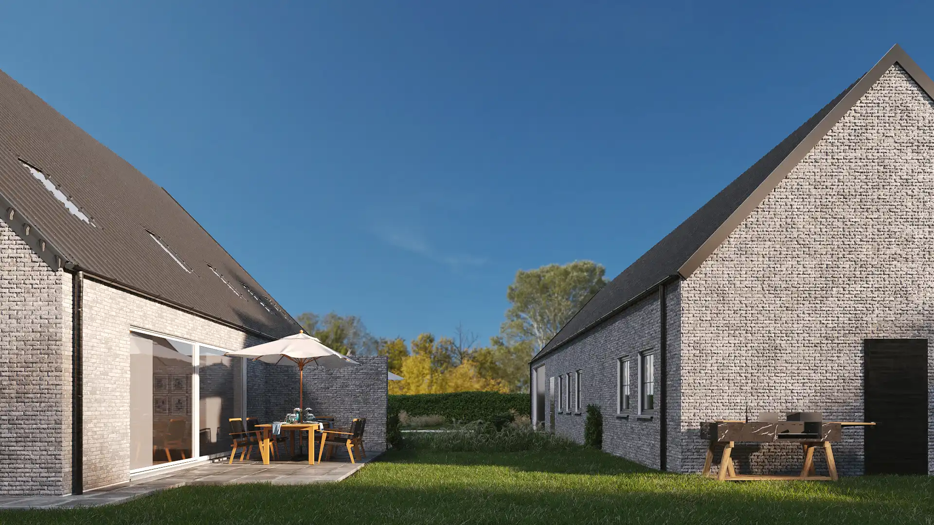 Nieuwbouw halfopen woning met loods op landelijke locatie foto 13