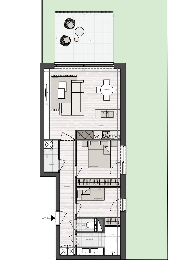 Nieuwbouw gelijkvloers appartement met zonnige tuin gelegen in "Residentie Dunique" te Bredene - duinen! foto 8