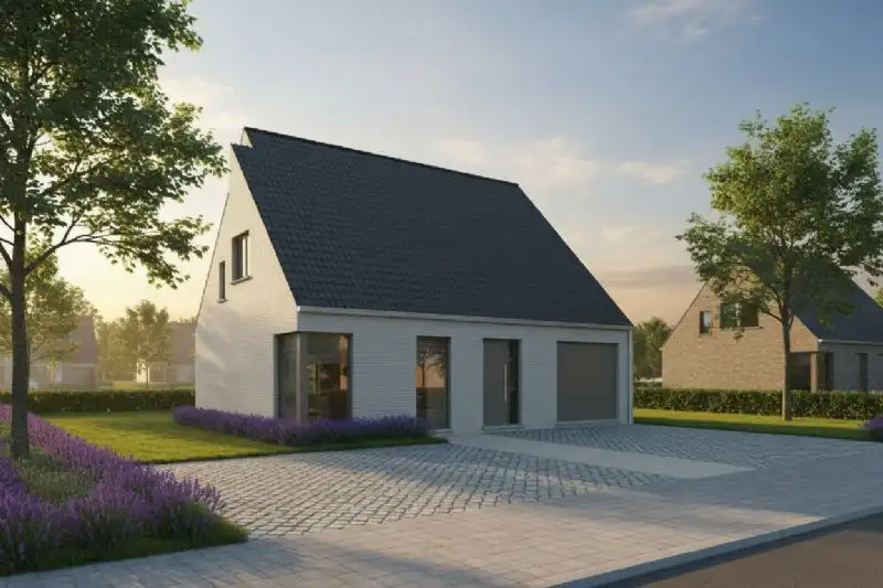 Nieuw te bouwen alleenstaande woning te Oostkamp. foto {{pictureIndex}}