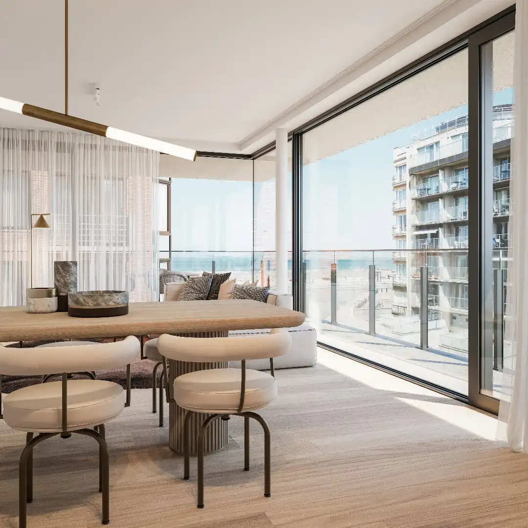 Exclusief nieuwbouwappartement met terras en zijdelings zeezicht! foto {{pictureIndex}}