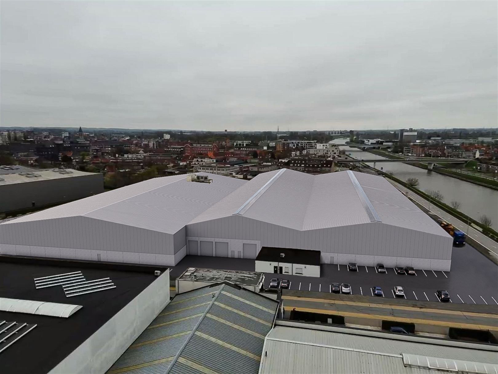 Semi-industrieel bedrijfsgebouw met laad-en loskades en rolbruggen foto 1