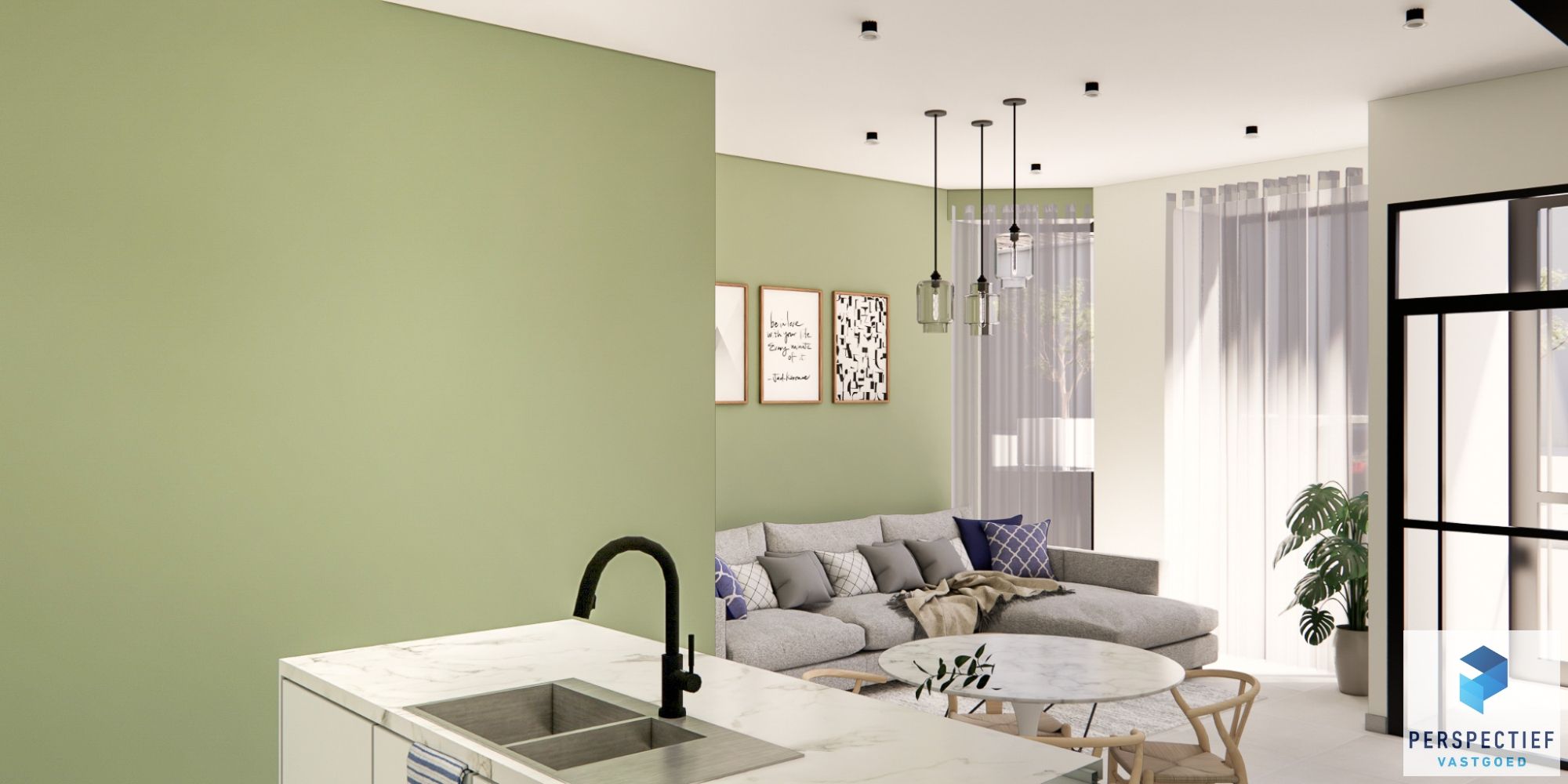 GELIJKVLOERS NIEUWBOUWAPPARTEMENT met STADSTUIN foto {{pictureIndex}}