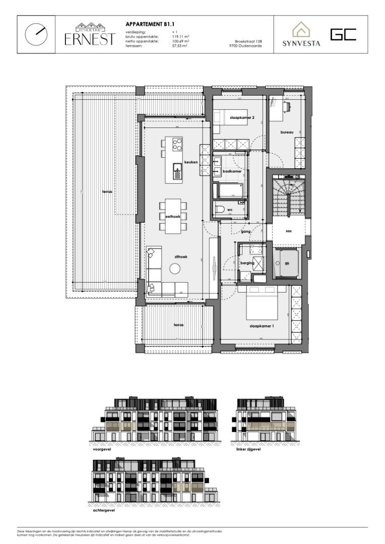 2-slaapkamersappartement met 2 terrassen in nieuwbouwproject Ernest foto 3