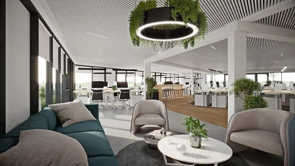 High-end kantoren met terras te huur in duurzaam renovatieproject The Curve aan E40 in Drongen foto 4