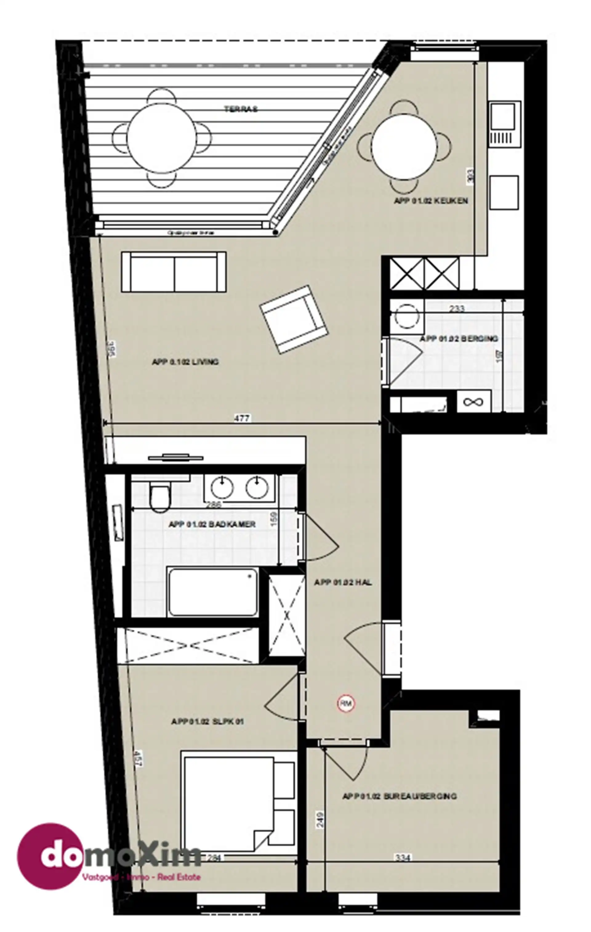 Élégant appartement 1 chambre avec bureau/pièce polyvalente et terrasse foto 2