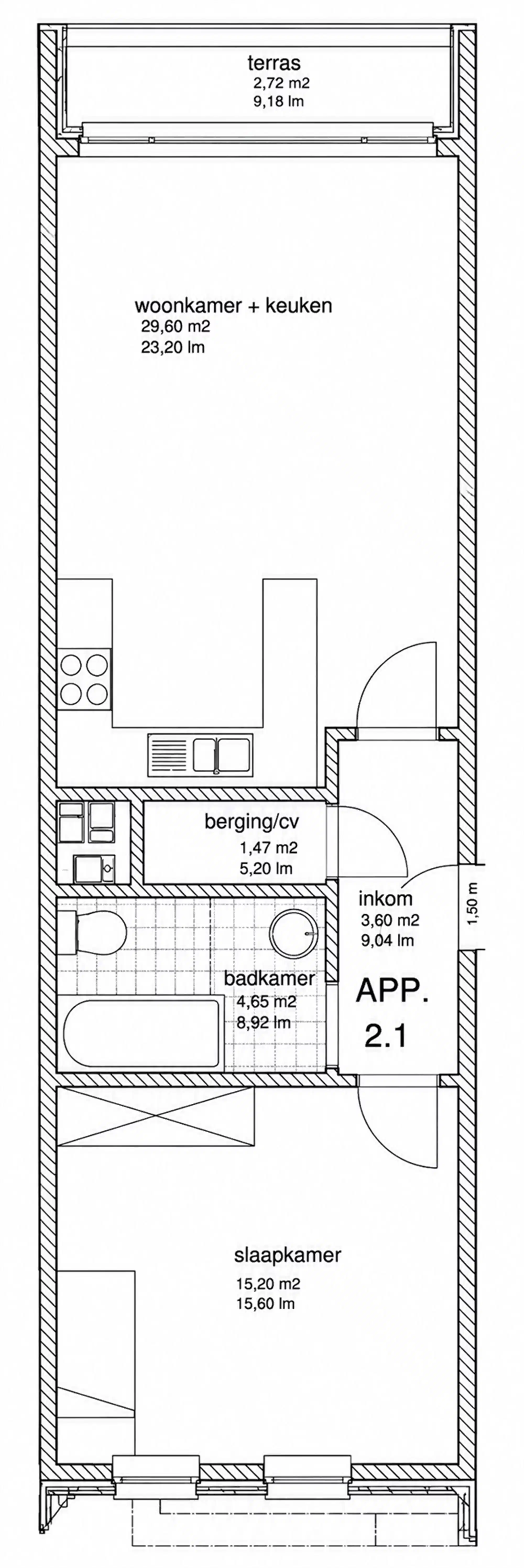 1-slaapkamerappartement met terras en autostaanplaats foto 17