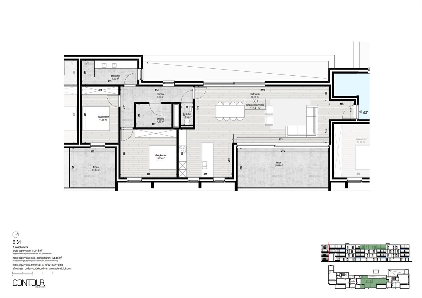 Nieuwbouwappartement op de derde verdieping met 2 slaapkamers en terrassen gelegen in het centrum van Dilsen.  foto 6