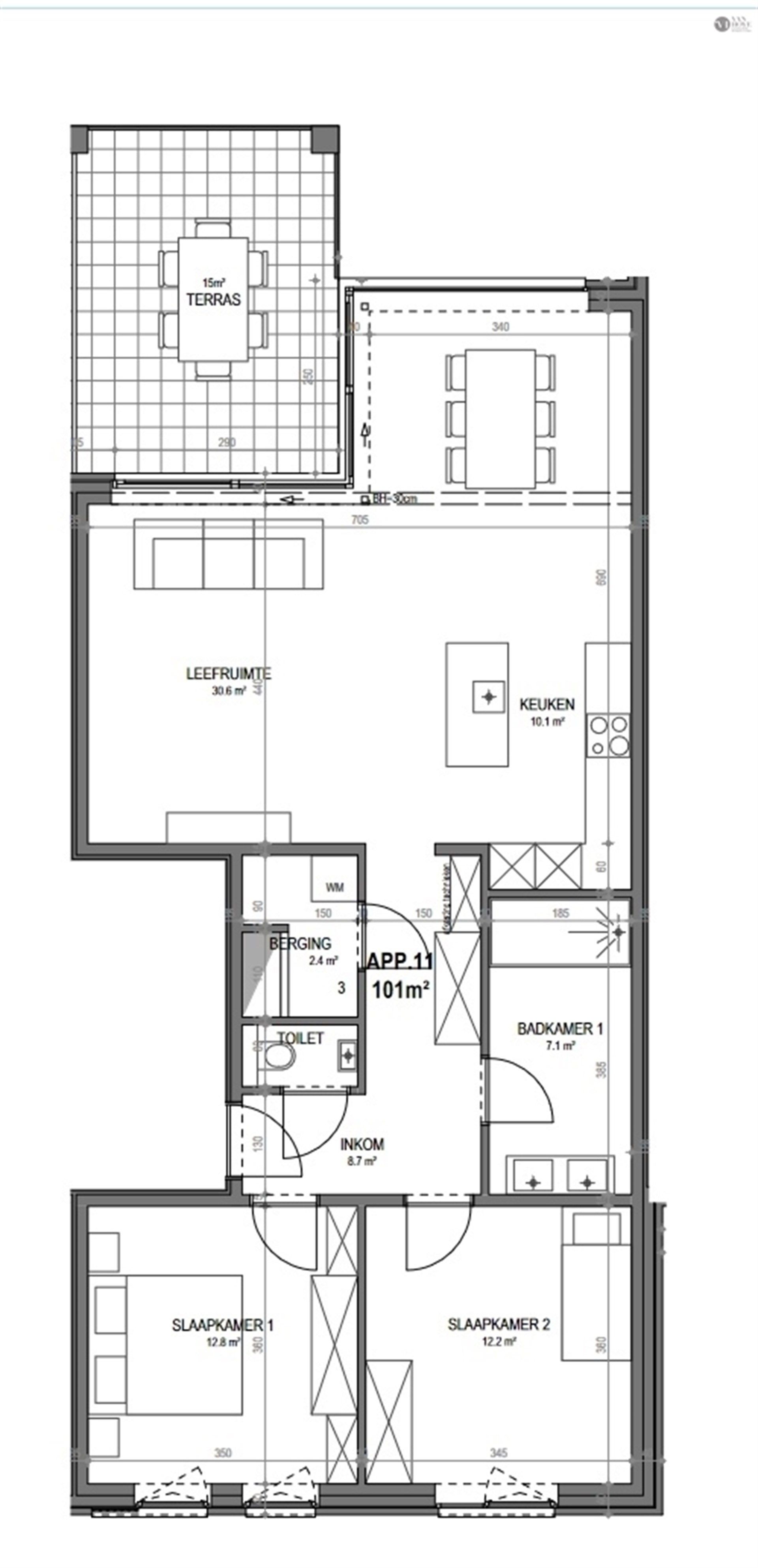 Ruim tweeslaapkamer appartement met fenomenaal zicht op de gemeenschappelijke tuin foto 2