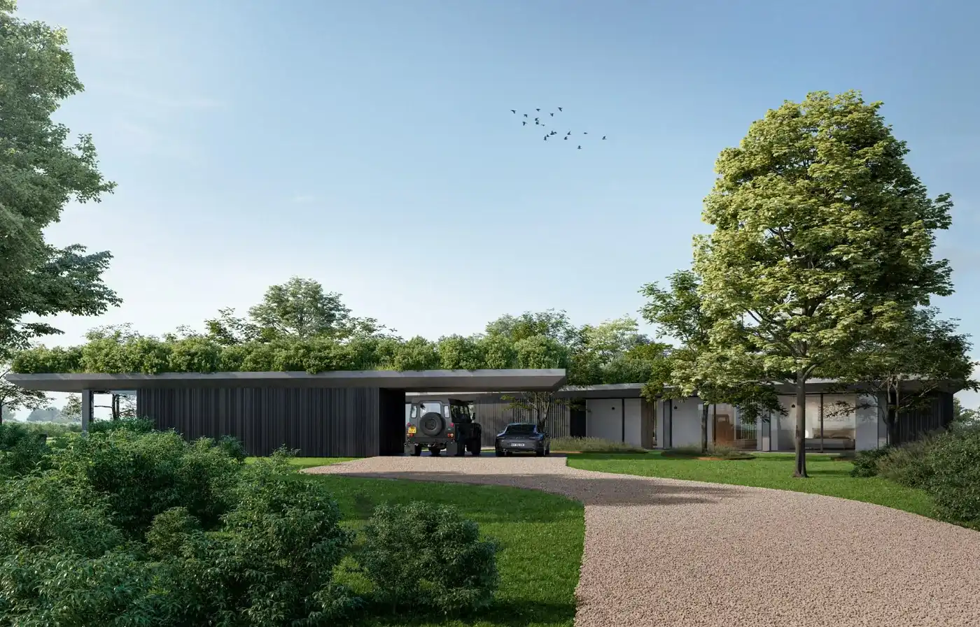 Perceel van 4940m² met uitzonderlijk vergund plan van een strakke moderne woning in een open omgeving te midden de natuur.  foto 2