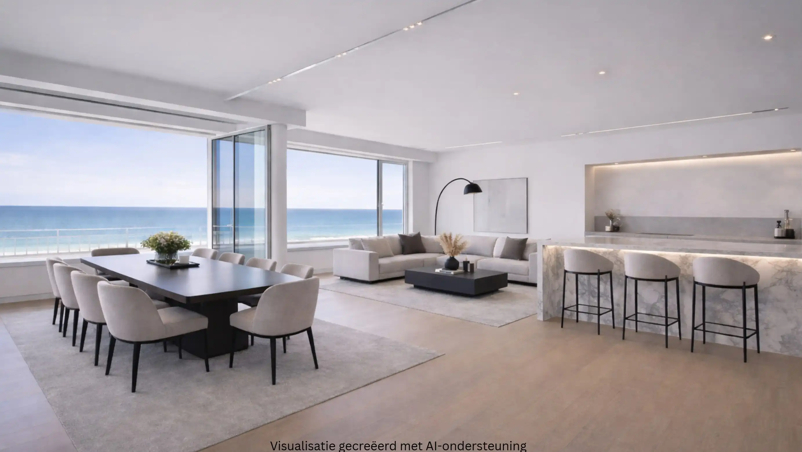 Exclusief – Stijlvol volledig gerenoveerd appartement met frontaal zeezicht. foto {{pictureIndex}}