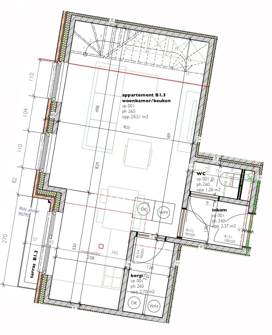 Duplex-appartement  (B1.3)  van 76,18m² met 1 slaapkamer en terras foto 2