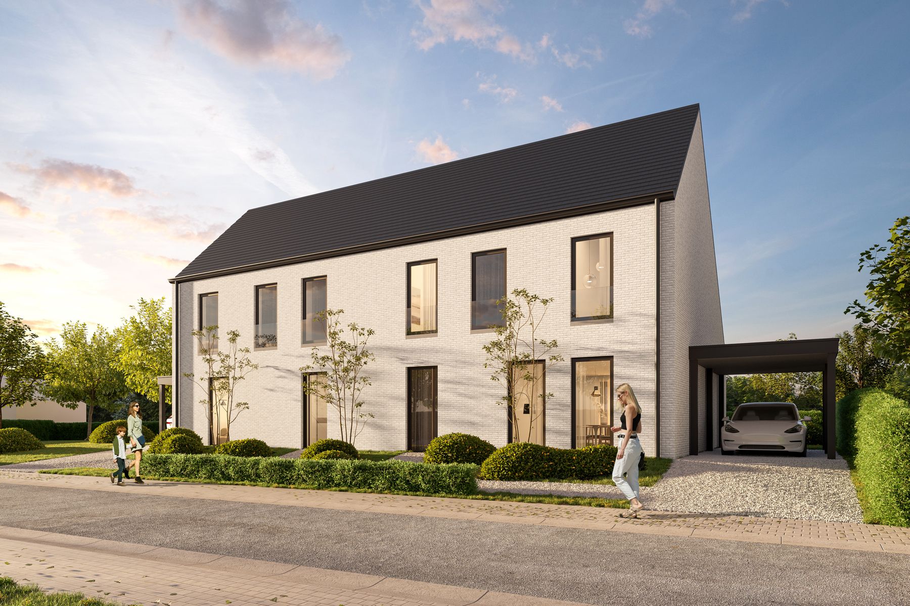 Halfopen nieuwbouw met grote tuin en carport foto 3