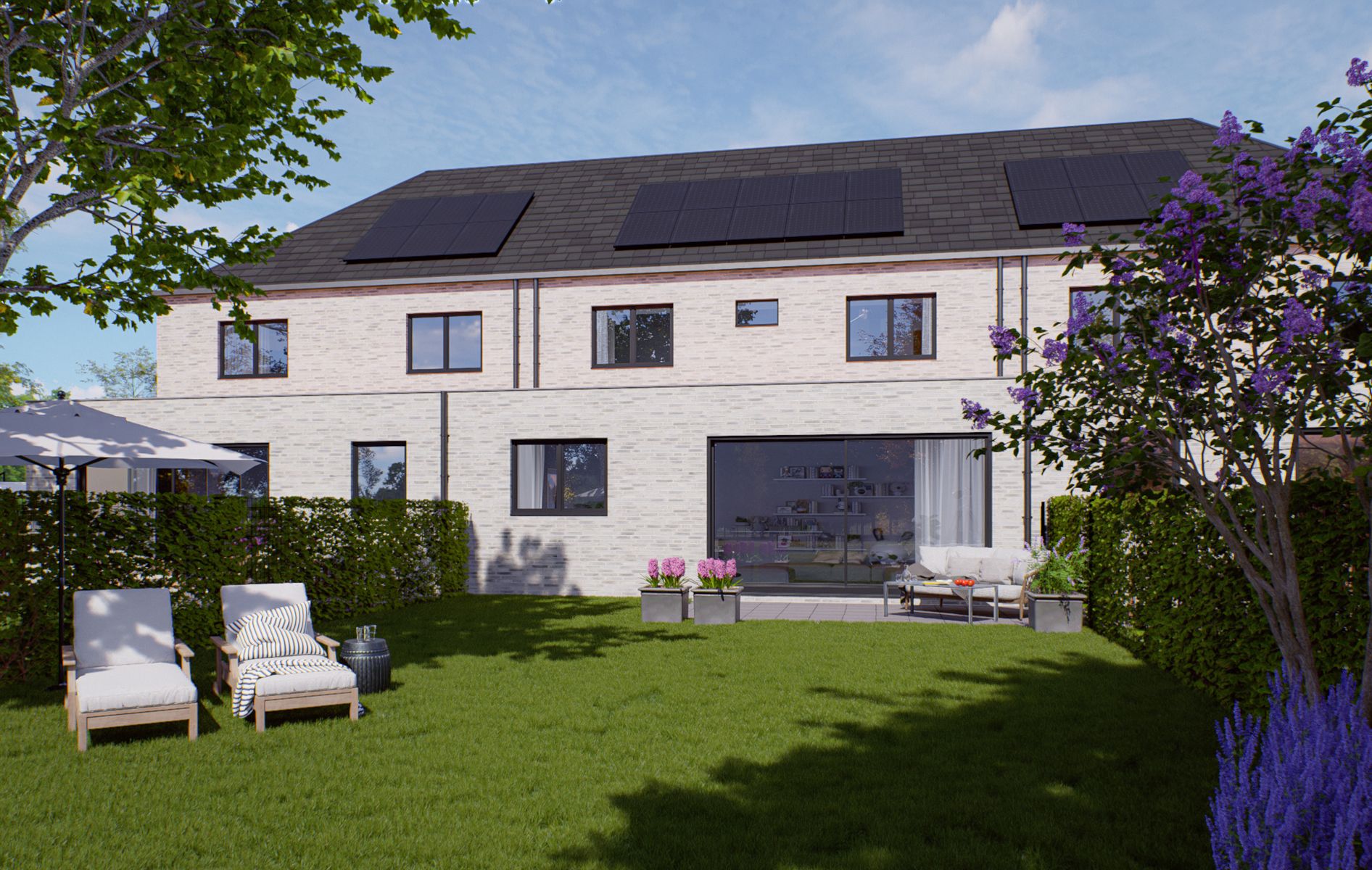 Drie energiezuinige woningen met inpandige garage met 3/5 slpk foto {{pictureIndex}}