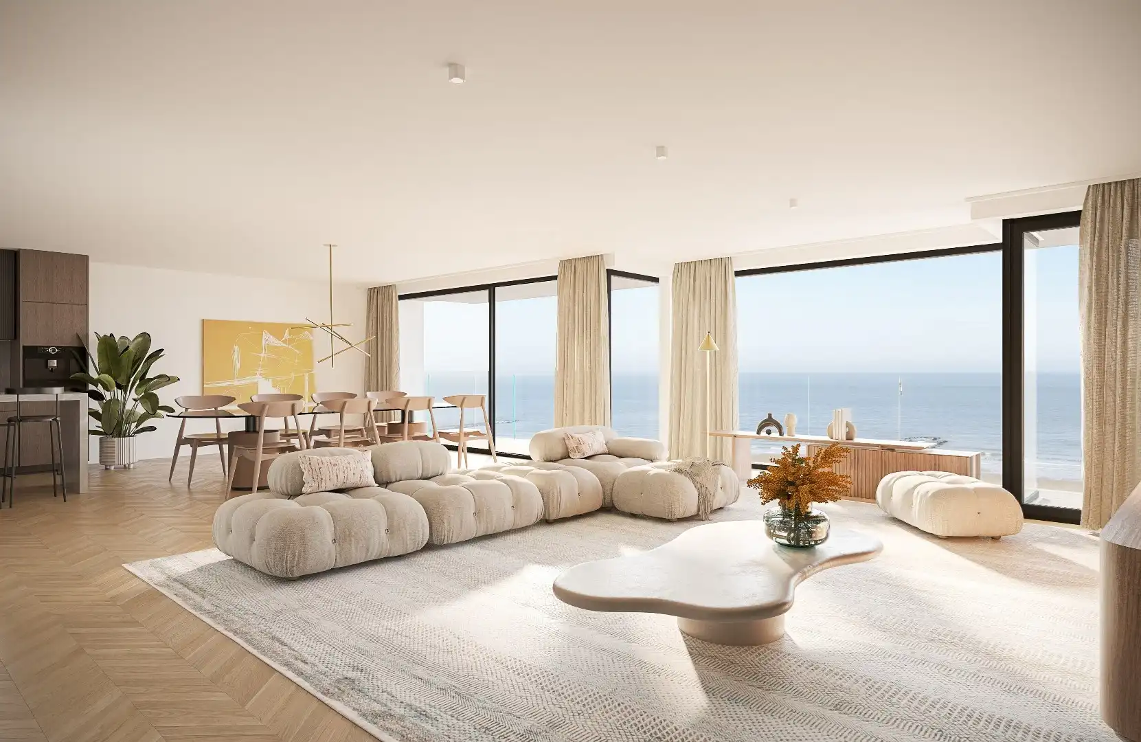 Uitzonderlijk nieuw app. (meer dan 10 meter gevelbreedte) met frontaal zeezicht foto {{pictureIndex}}