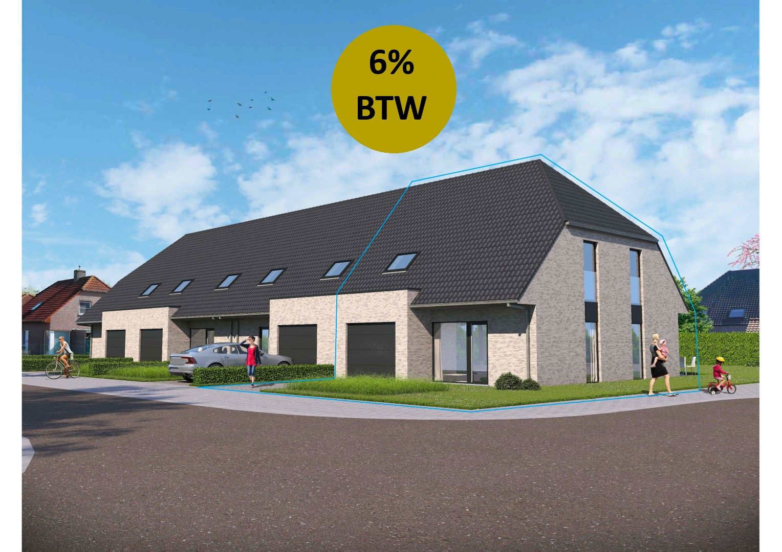 Halfopen 3-slpkr nieuwbouwwoning vlakbij centrum Brugge (Lot 1) foto {{pictureIndex}}
