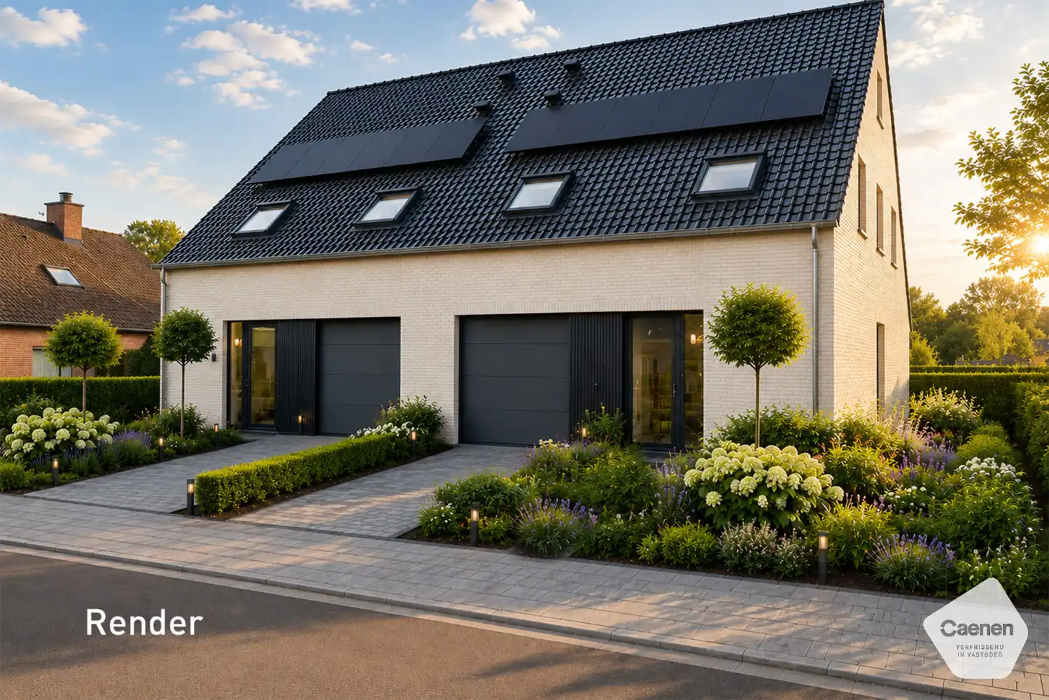 Energie-Efficiënte gezinswoningen in een groene omgeving met 4 slaapkamers en garage foto {{pictureIndex}}