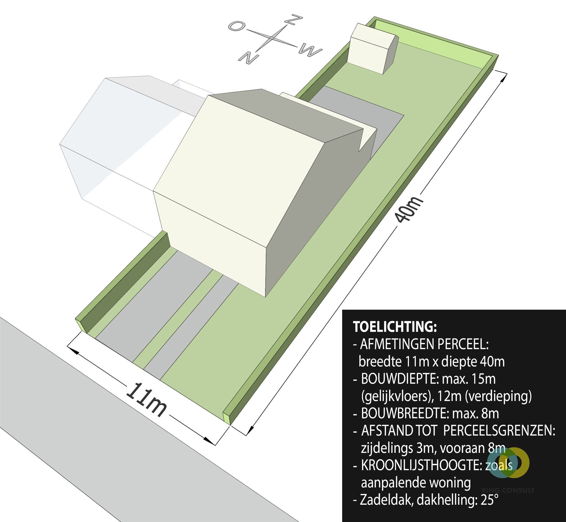 zuidgeoriënteerde bouwgrond in rustige straat foto 1