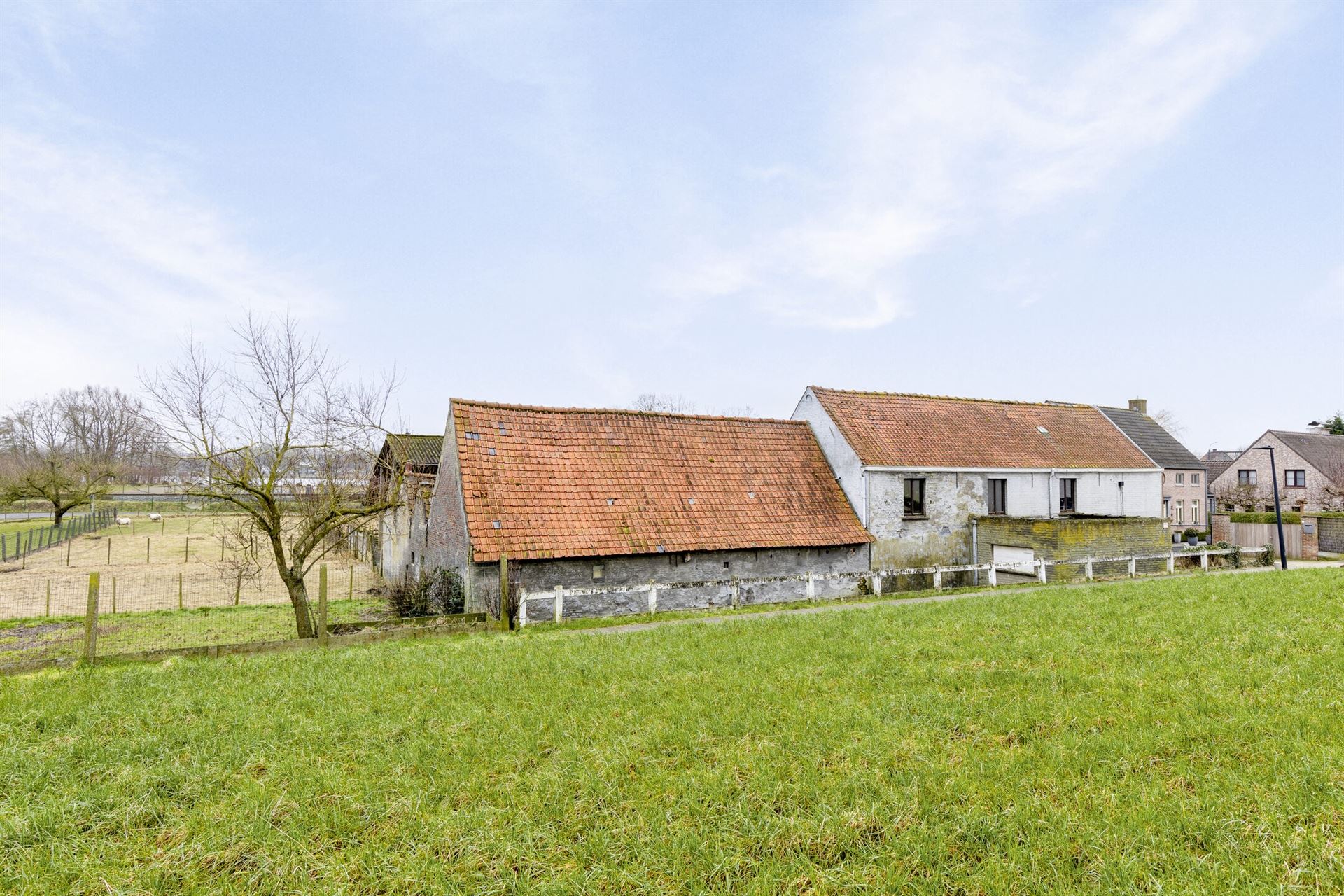 2129m² grond met bouwvallig hoevetje en bijgebouwen. foto {{pictureIndex}}