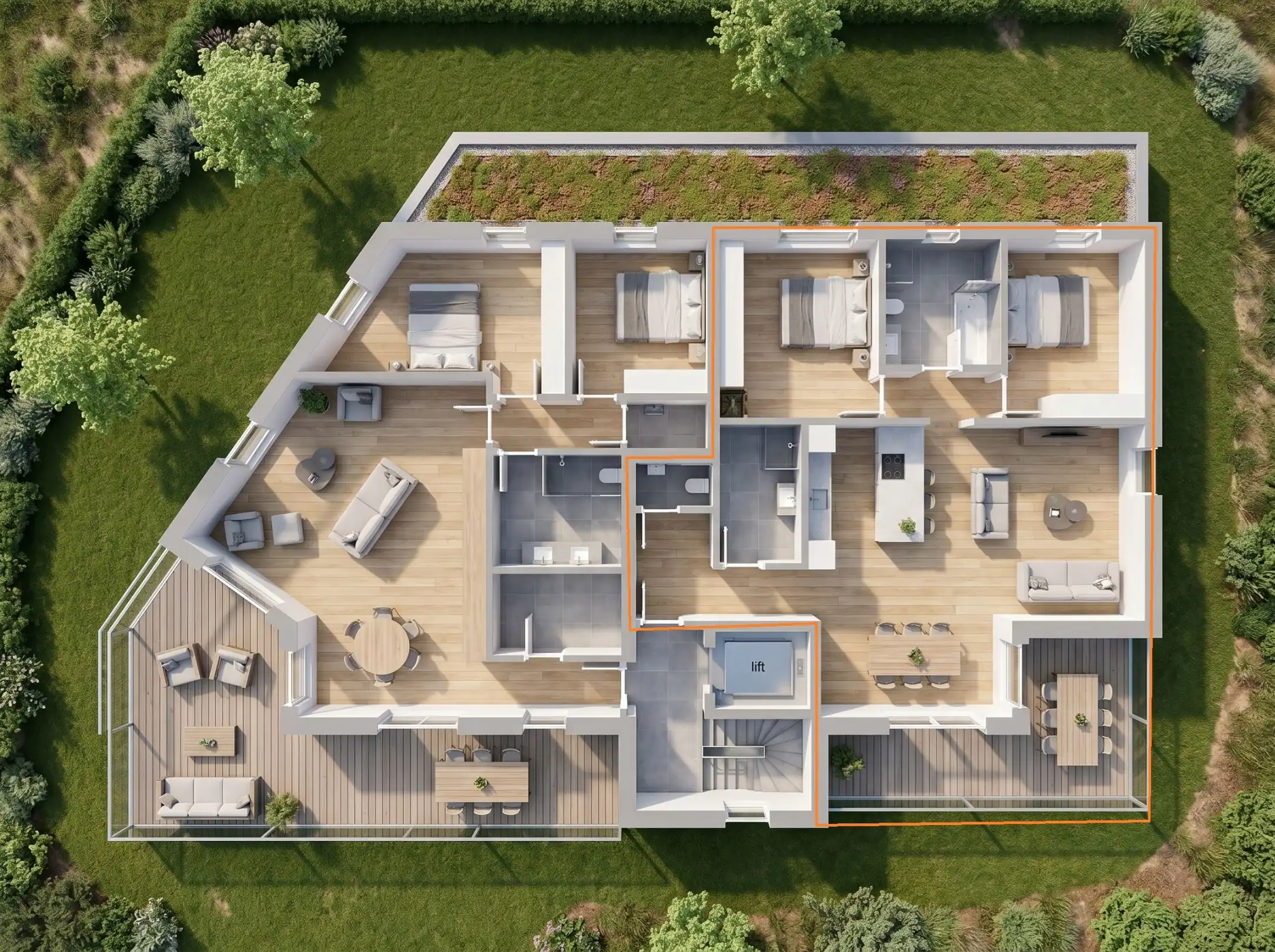 Penthouse van 96,5m² met 2 slaapkamers, ruim terras vlakbij Genk centrum foto {{pictureIndex}}