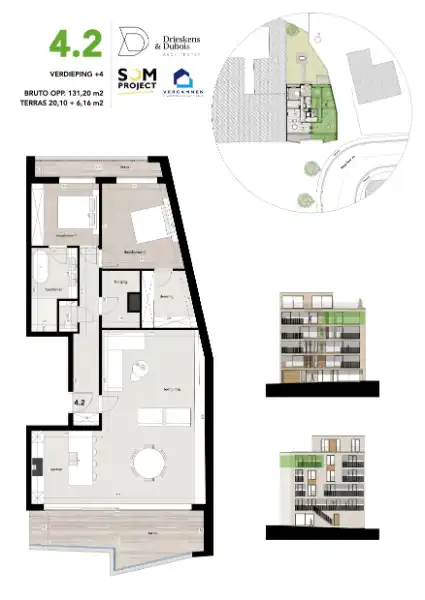 Residentie Belgiek - appartement op de 4de verdieping met 2 slaapkamers foto 2