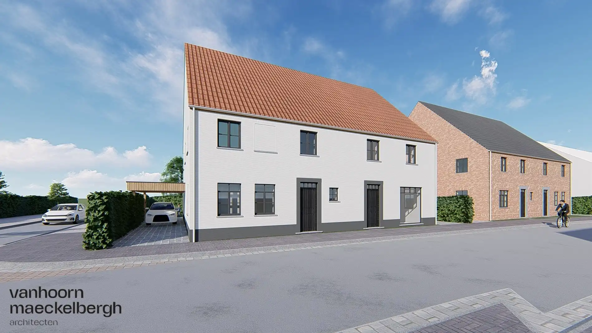 Ruime nieuwbouwwoningen in landelijke setting te Zevekote (Gistel) foto {{pictureIndex}}