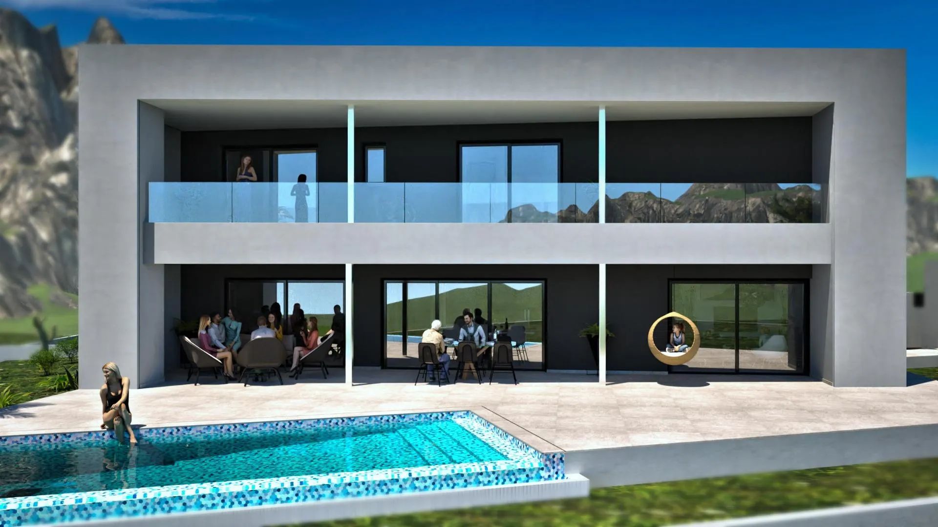 Ontdek het summum van hedendaagse luxe met deze schitterende moderne villa met zee- en bergzicht! foto {{pictureIndex}}