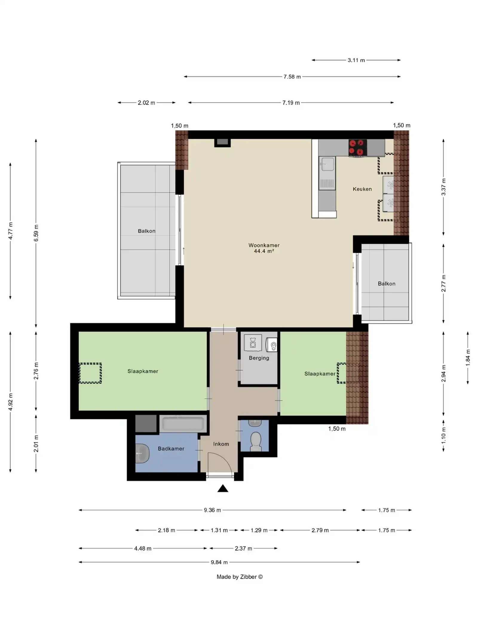 Appartement met 2 slaapkamers + garagebox  te Halle foto 2