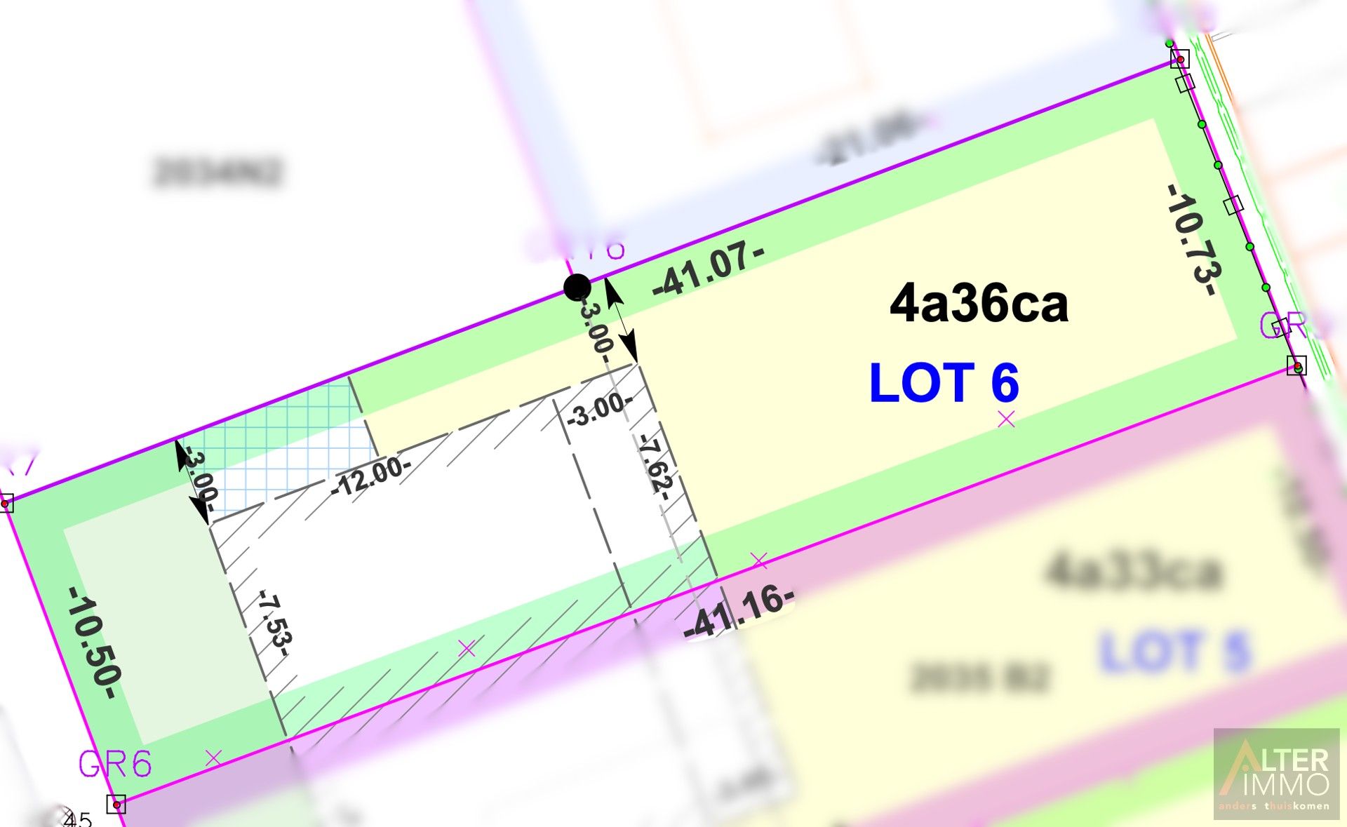 Lot 6 Bouwgrond voor halfopen bebouwing op 4a 36ca foto {{pictureIndex}}