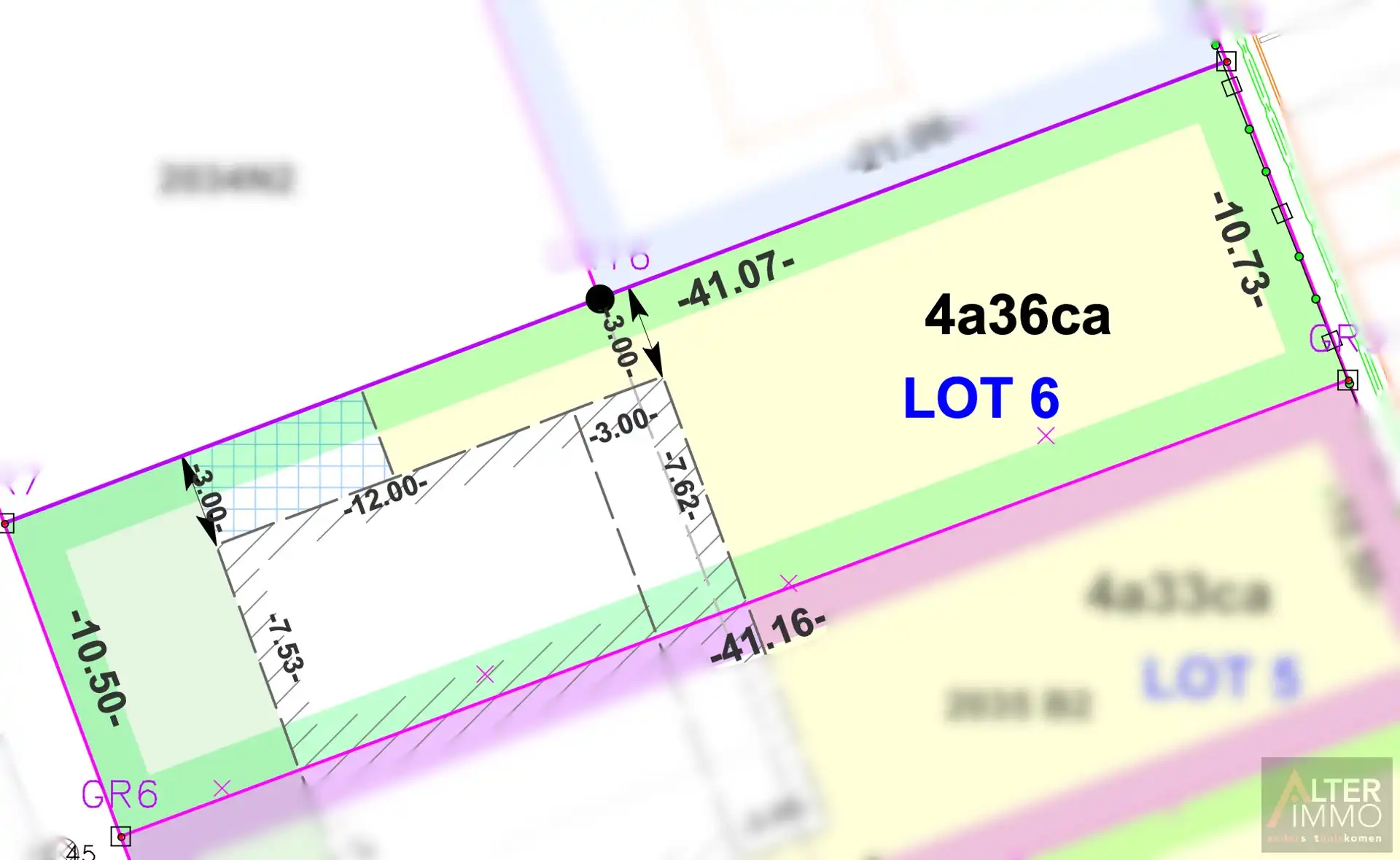 Lot 6 Bouwgrond voor halfopen bebouwing op 4a 36ca foto {{pictureIndex}}
