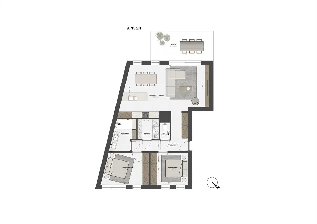 Comfortabel appartement met overdekt terrras en 2slk foto 2